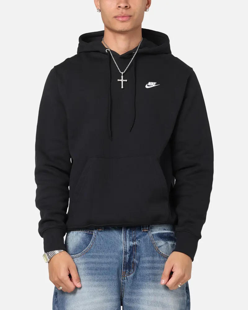 Nike Club Pullover Fleece Hoodie Black/Black/White 1
