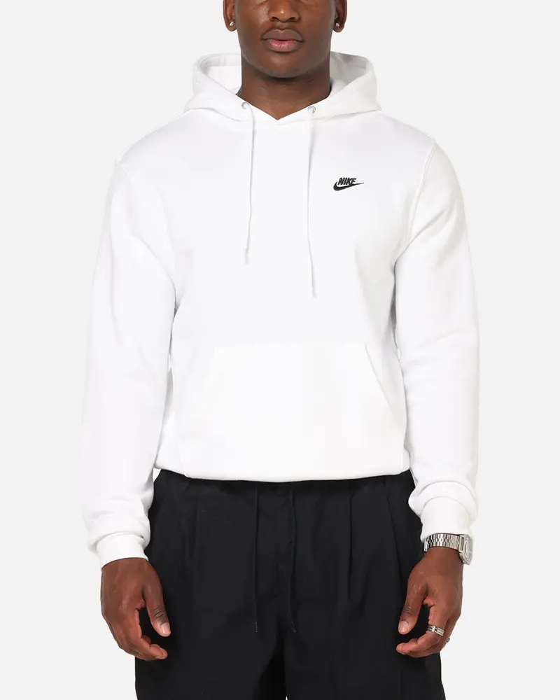 Nike Club Pullover Fleece Hoodie White/White/Black 1