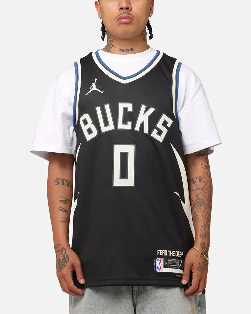 Nike Damian Lillard Milwaukee Bucks #0 Icon Edition 2022/23 Nike Dri-Fit Nba Swingman Jersey Black 1