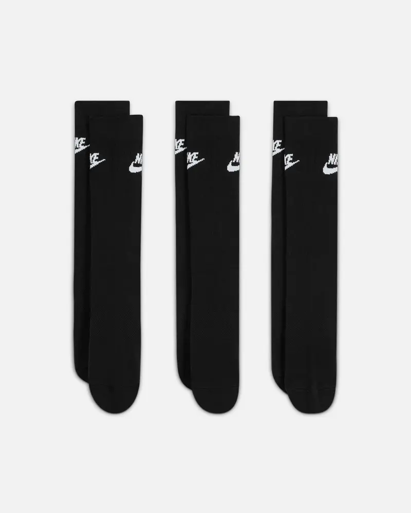 Nike Everday Cotton Cushioned Crew Socks 3 Pack Black/White 1