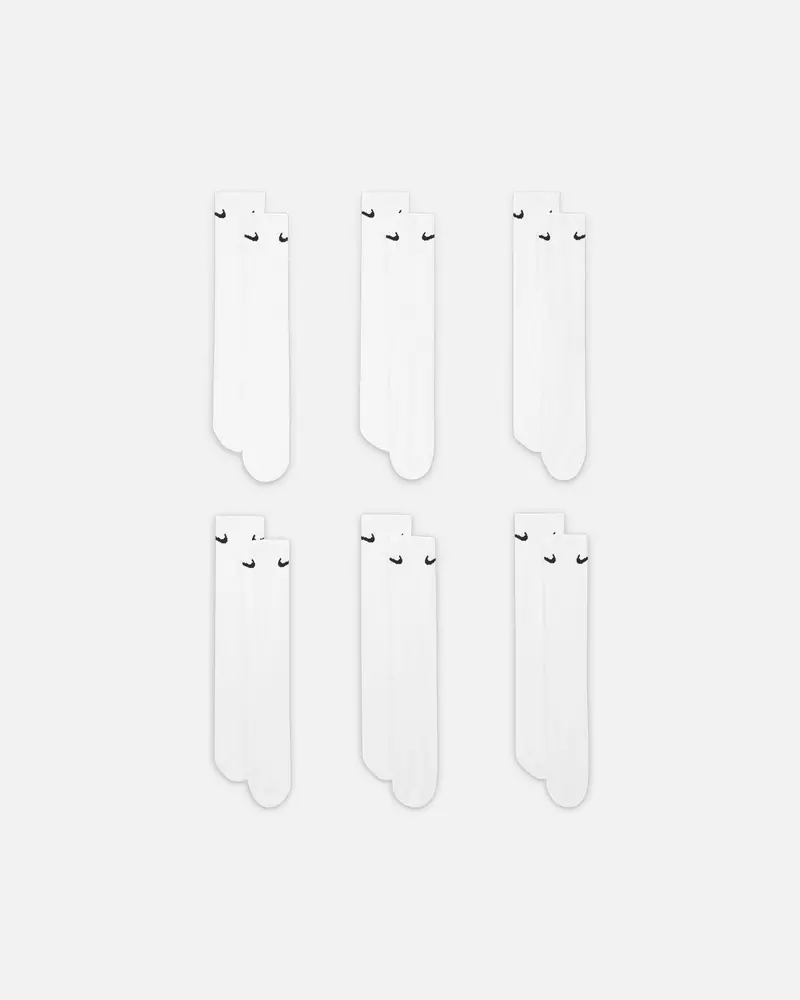 Nike Everday Cotton Cushioned Crew Socks 6 Pack White/Black 1