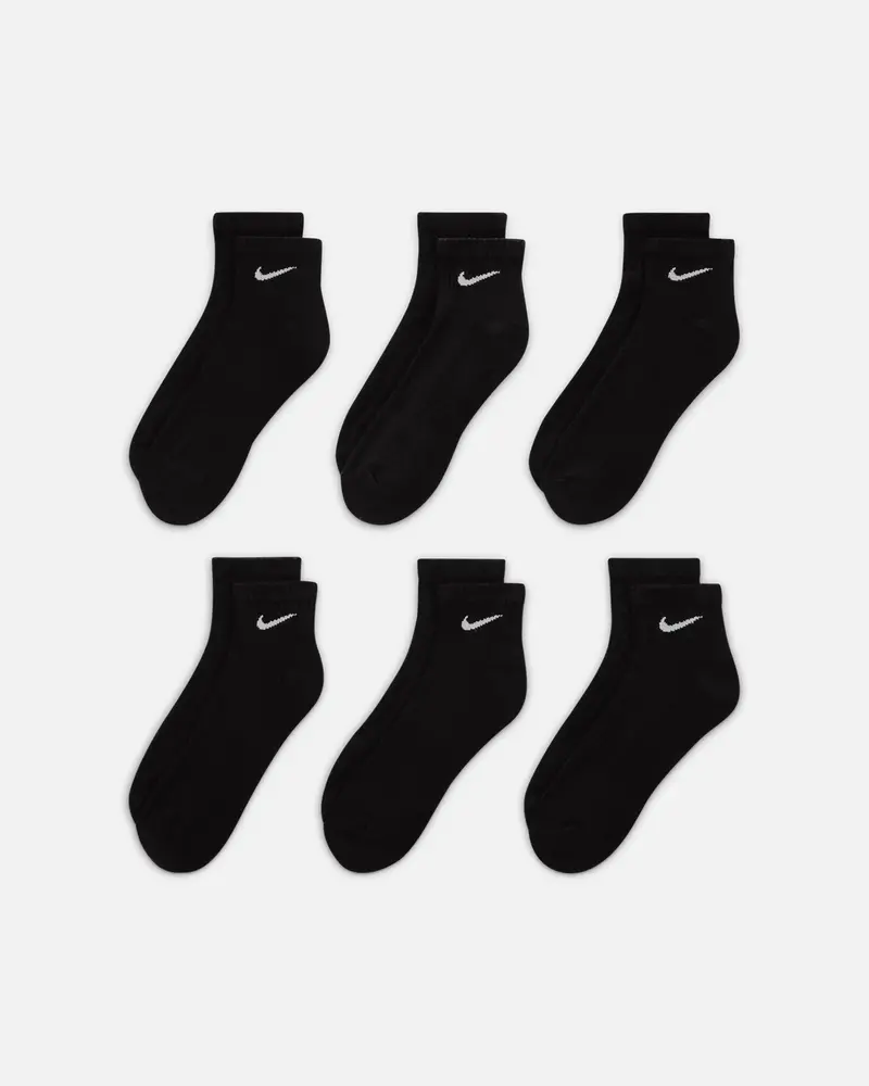 Nike Everyday Cotton Cushioned Ankle Socks 6 Pack Black/White 1