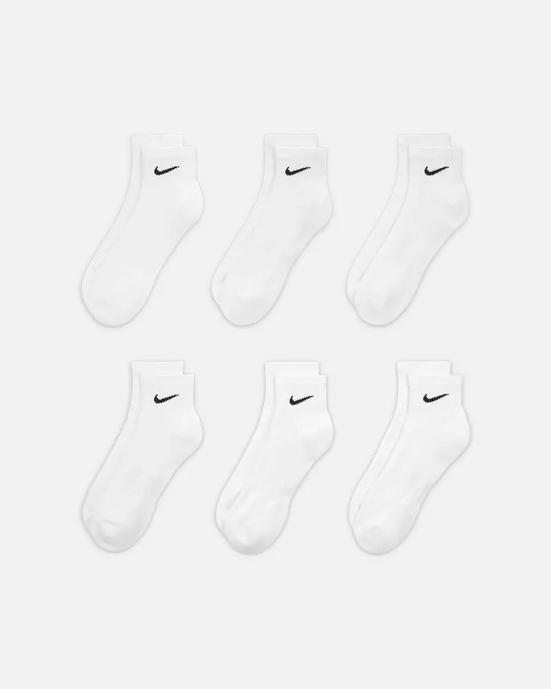 Nike Everyday Cotton Cushioned Ankle Socks 6 Pack White/Black 1