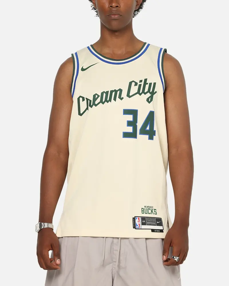 Nike Giannis Antetokounmpo Milwaukee Bucks #34 City Edition 2025/26 Nba Swingman Jersey Flat Opal/Green 1