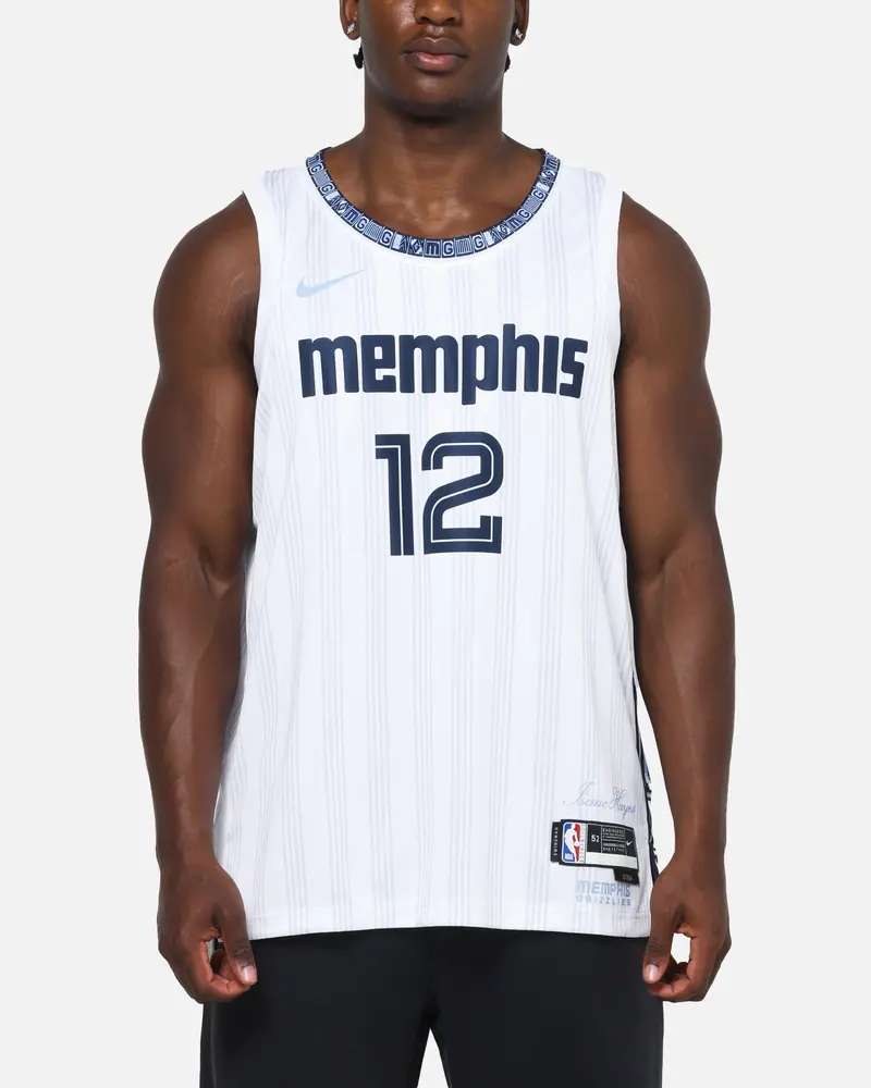 Nike Ja Morant Memphis Grizzlies #12 City Edition Dri-Fit Nba Swingman Jersey White 1