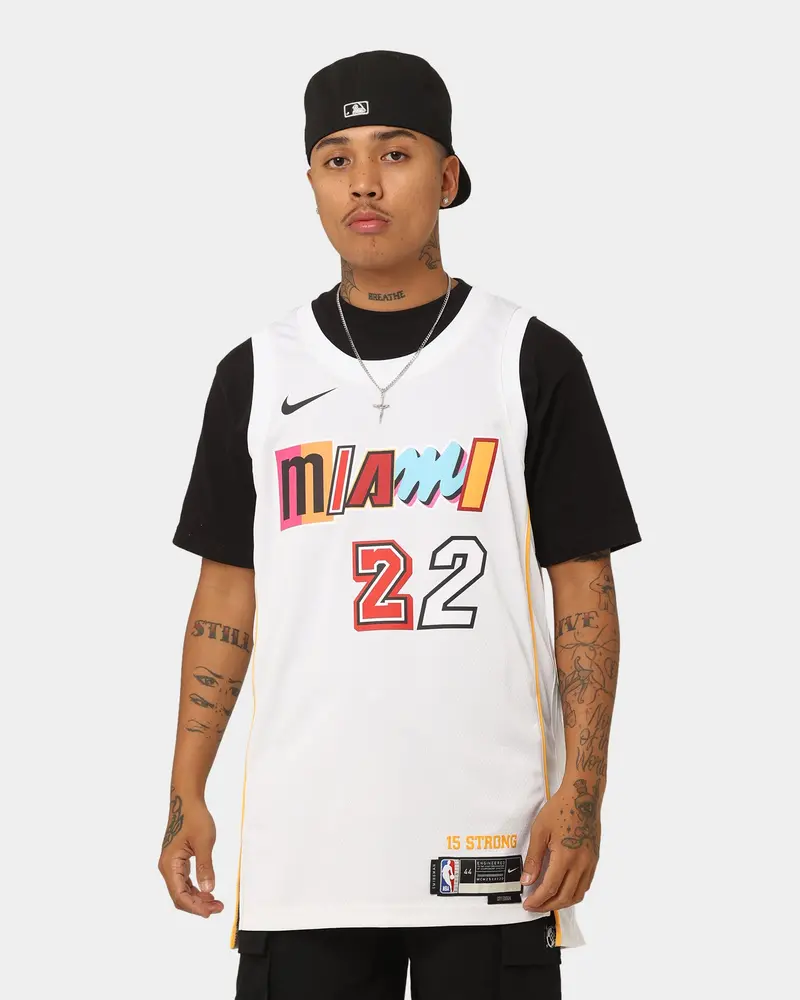 Nike Jimmy Butler Miami Heat #2 City Edition Nike Dri-Fit Nba Swingman Jersey White 1