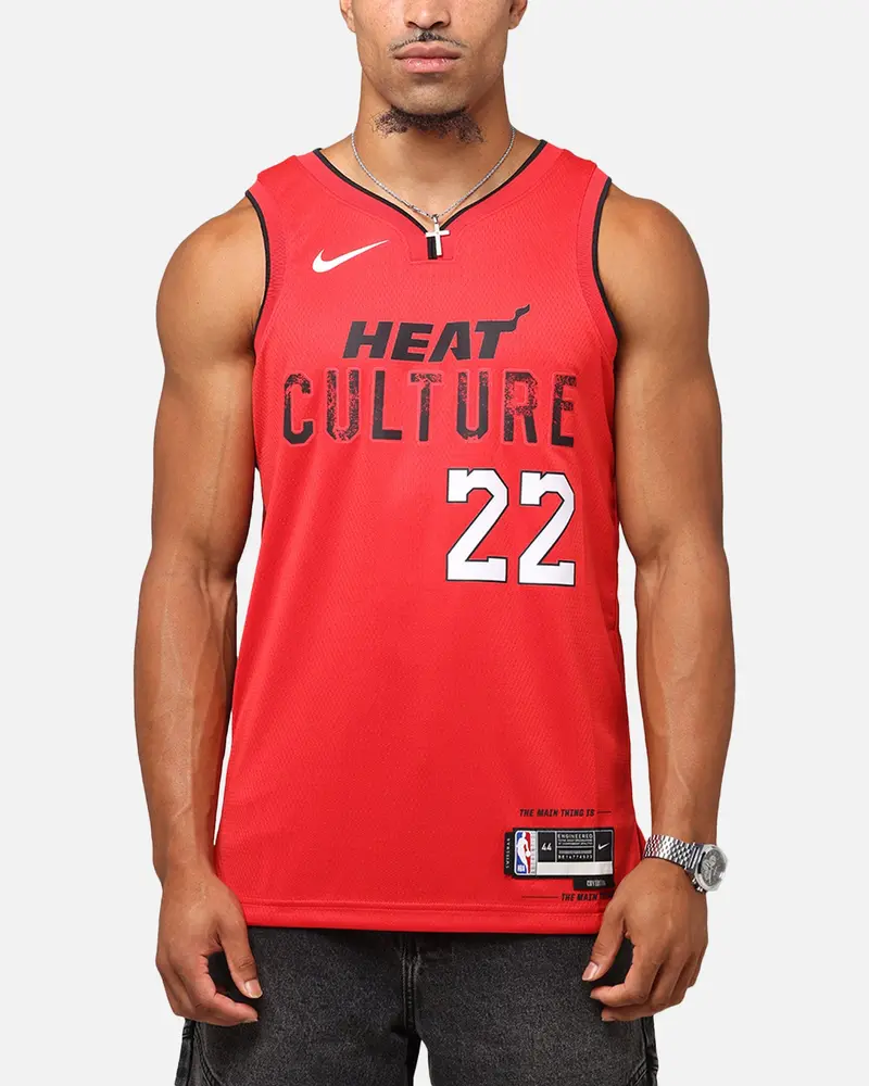 Nike Jimmy Butler Miami Heat #22 City Edition 2024/25 Nike Dri-Fit Nba Swingman Jersey University Red 1