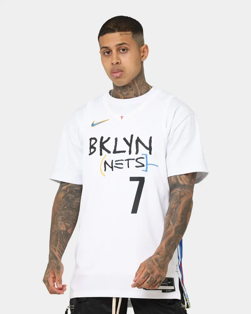 Nike Kevin Durant Brooklyn Nets #7 City Edition Nike Dri-Fit Nba Swingman Jersey White 1