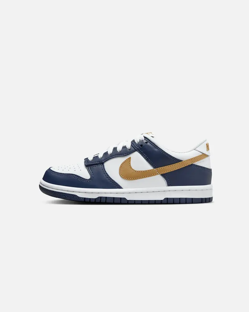 Nike Kids' Dunk Low (Gs) White/Wheat-Midnight Navy 1