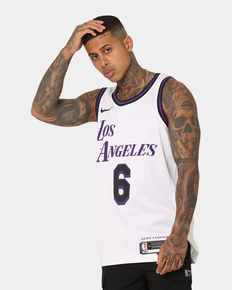 Nike Lebron James Los Angeles Lakers #6 City Edition Nike Dri-Fit Nba Swingman Jersey White 1