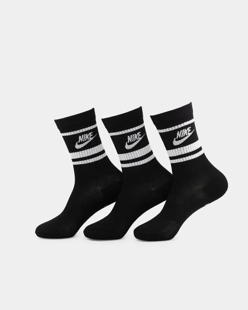 Nike Men's Sportswear Everyday Essential Crew Sock 3 Pack Black/White 1