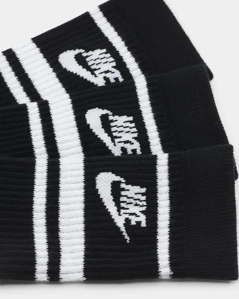 Nike Men's Sportswear Everyday Essential Crew Sock 3 Pack Black/White 2