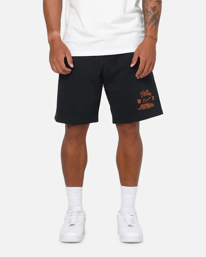 Nike Sportswear Club Essential French Terry Shorts Black/Safety Orange 1