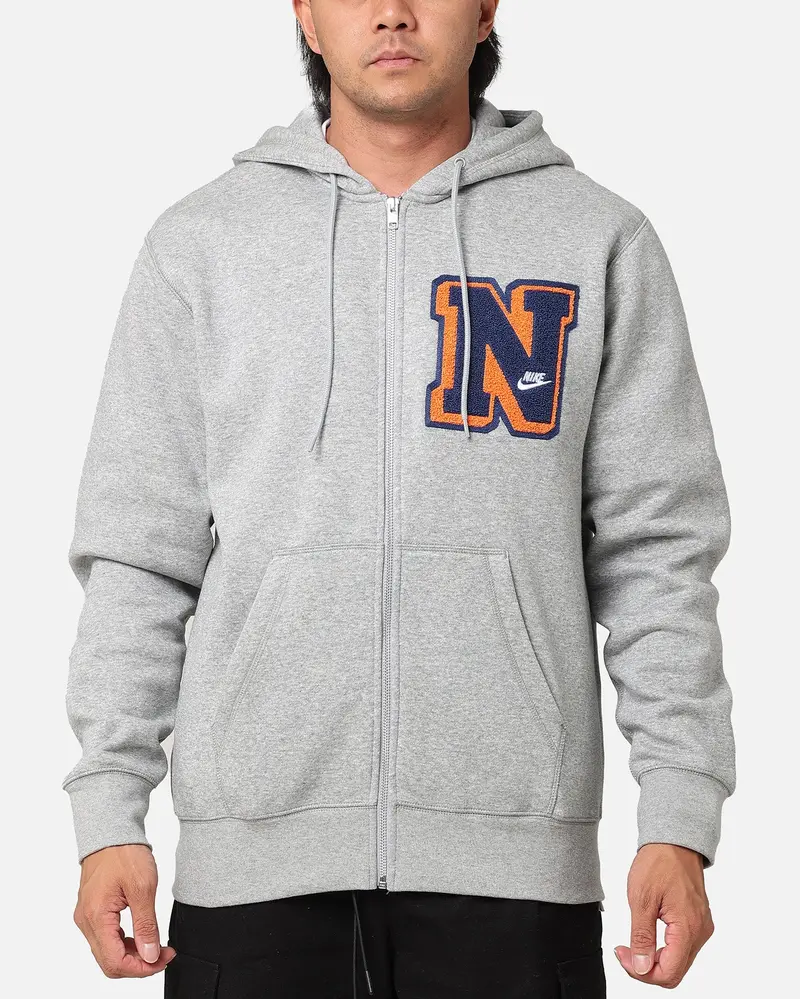 Nike Sportswear Club Essential Full Zip Hoodie Dark Grey Heather 1