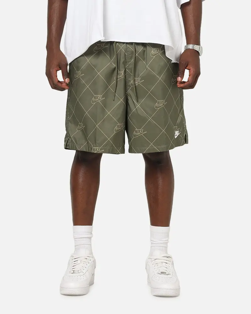 Nike Sportswear Club Woven Flow Shorts Medium Olive/White 1