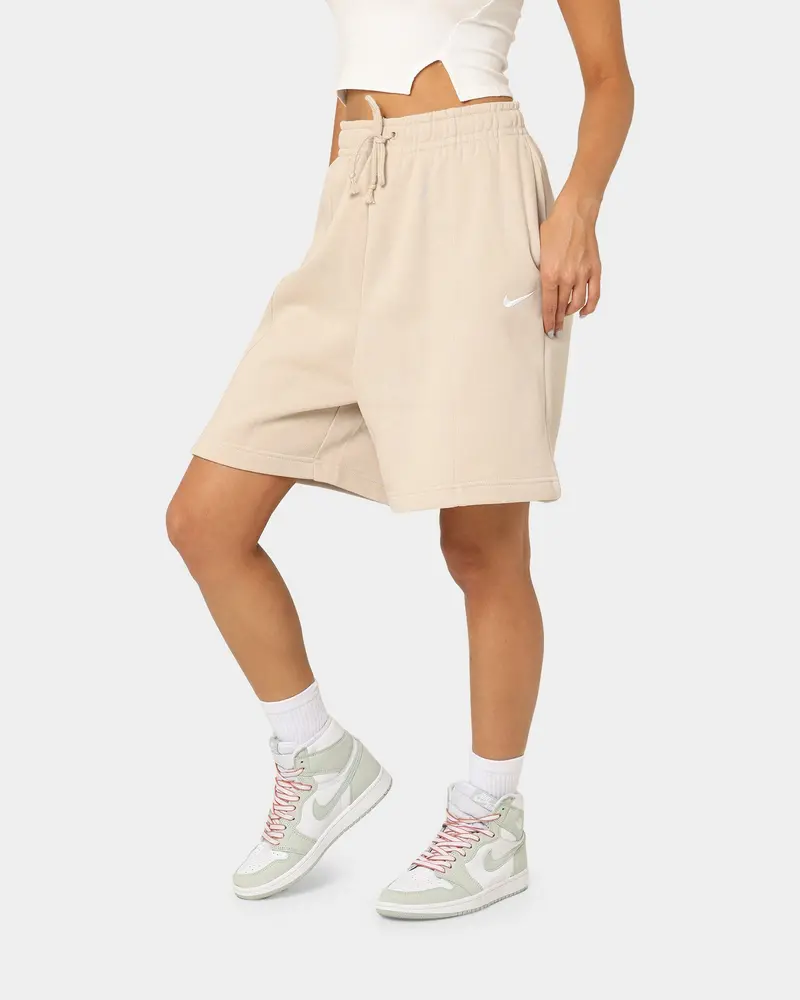 Nike Women's Essential Collection Fleece High Rise Shorts Sanddrift 1