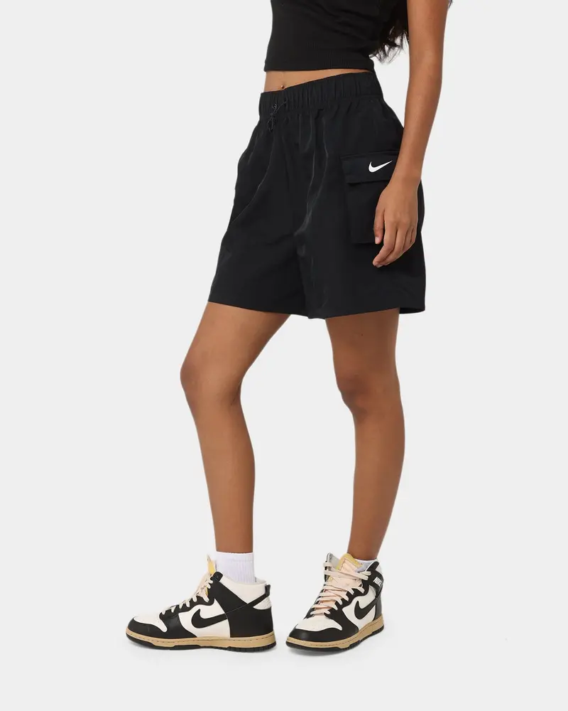 Nike Women's Nike Essential Woven High-Waisted Shorts Black/White 1