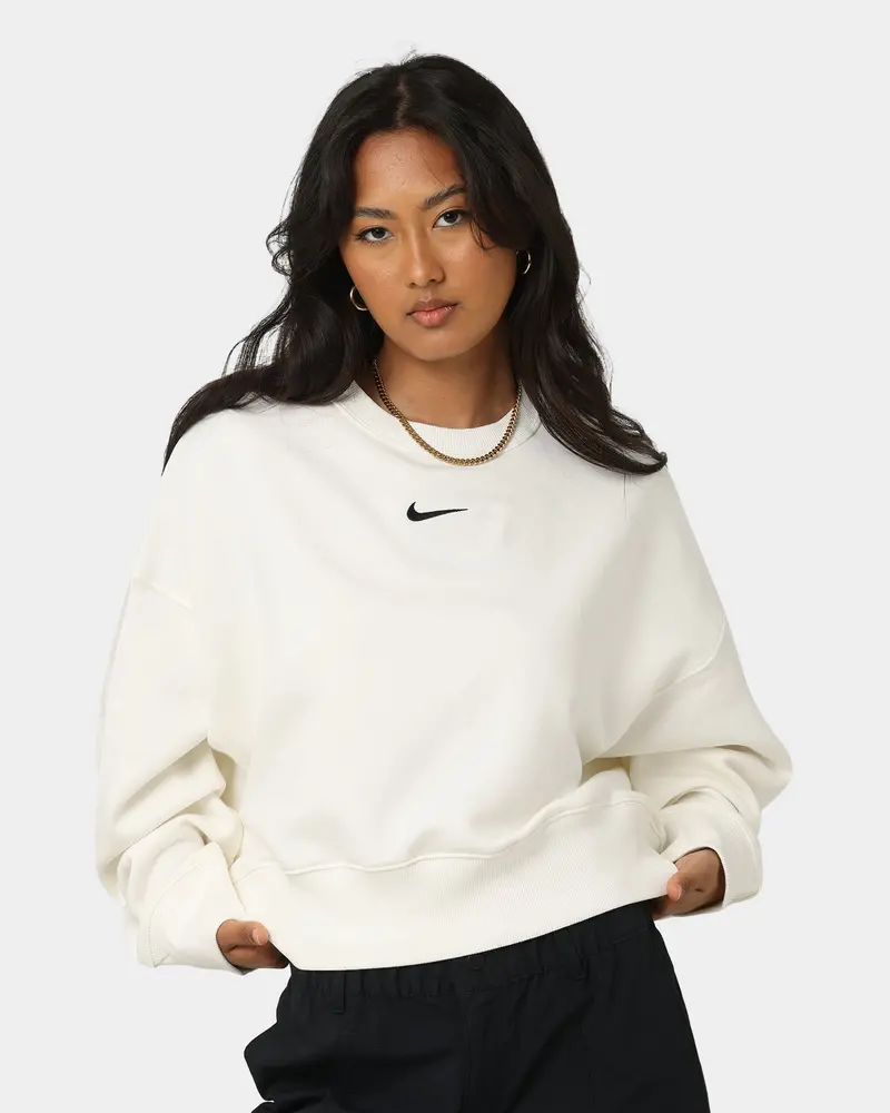 Nike Women's Nike Sportswear Style Fleece Over-Oversized Crewneck Sail/Black 1
