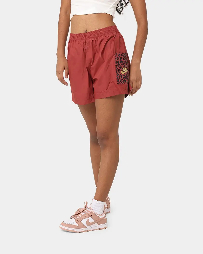 Nike Women's Nike Sportswear Woven Leopard High-Waisted Shorts Cedar/Metallic 1