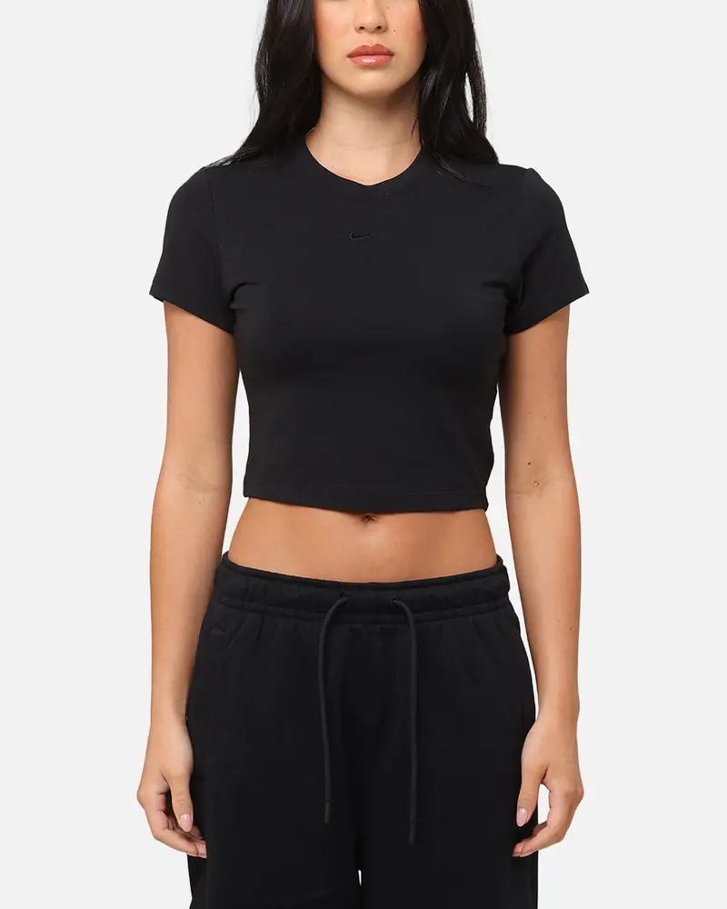 Nike Women's Sportswear Chill Knit Crop T-Shirt Black/Black 1