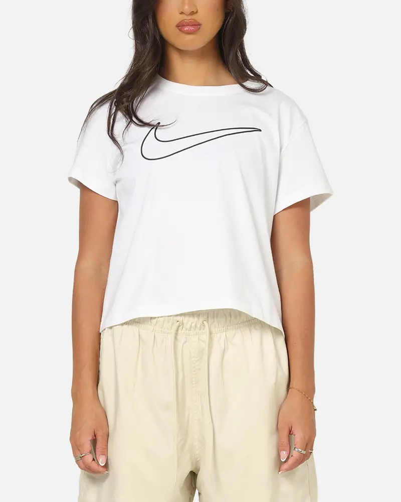 Nike Women's Sportswear Club Graphic T-Shirt White/Black 1