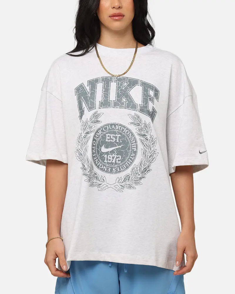 Nike Women's Sportswear Essential Oversized T-Shirt Birch Heather/Cool Grey 1