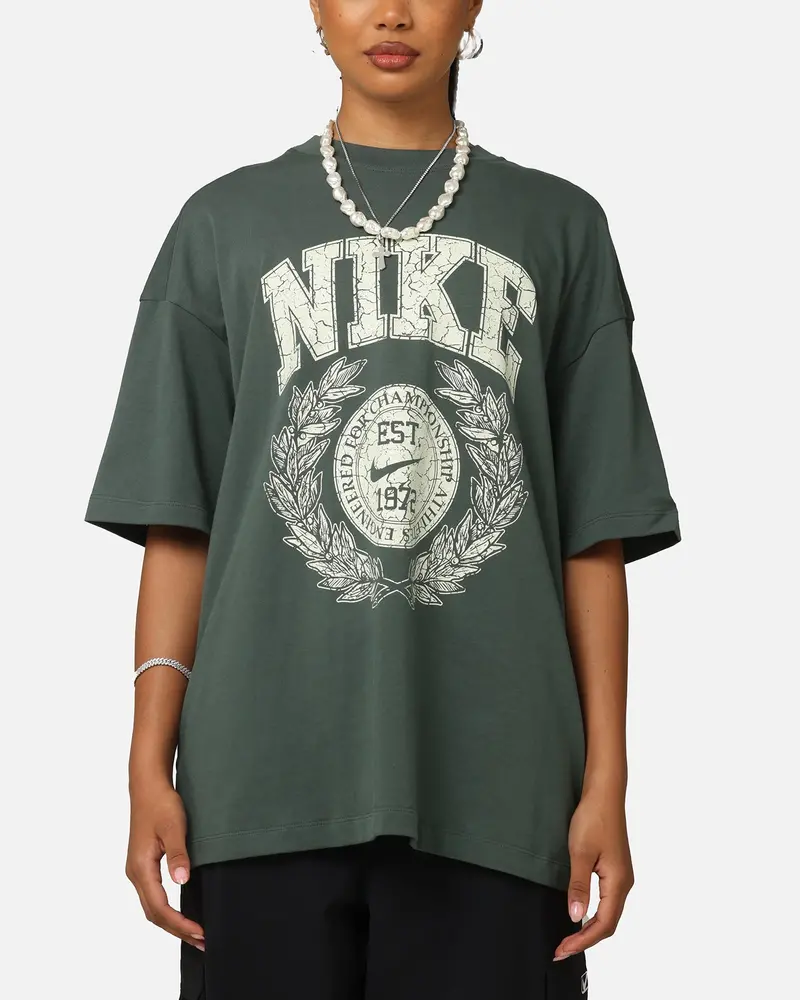 Nike Women's Sportswear Essential Oversized T-Shirt Vintage Green/Sail 1