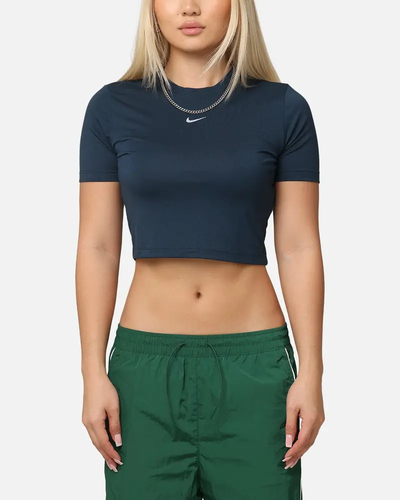 Nike Women's Sportswear Essential Slim Cropped T-Shirt Armory Navy/White 1