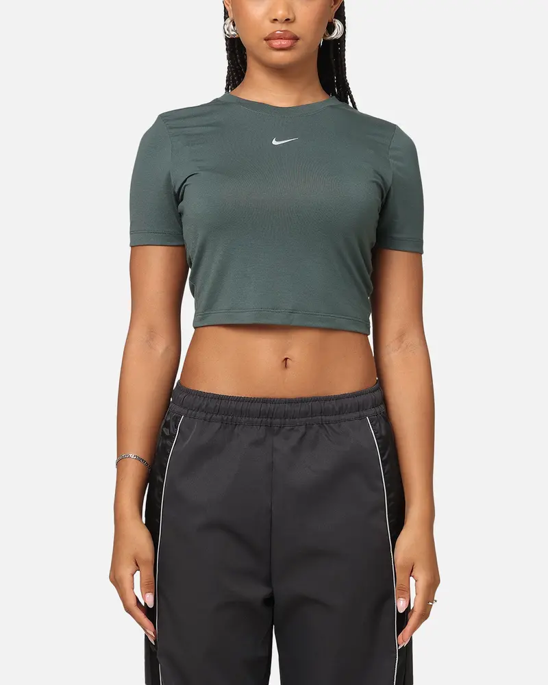 Nike Women's Sportswear Essential Slim Cropped T-Shirt Vintage Green/White 1