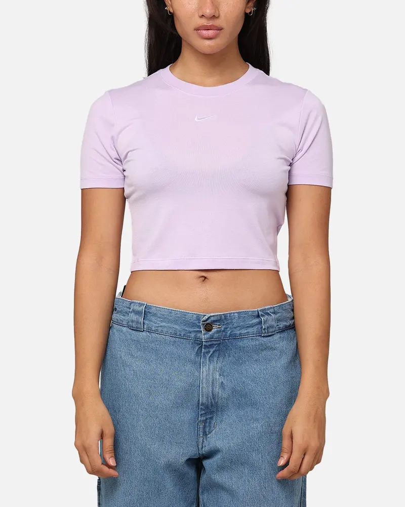 Nike Women's Sportswear Essential Slim Cropped T-Shirt Violet Mist/White 1