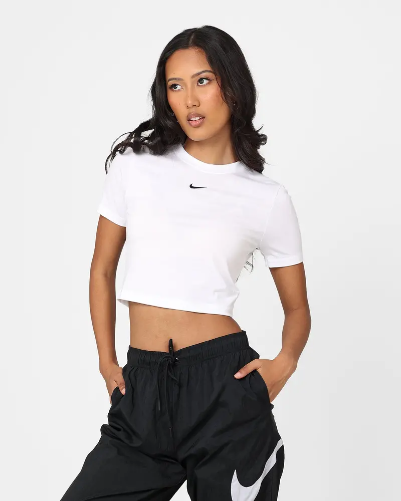 Nike Women's Sportswear Essential Slim-Fit Crop T-Shirt White 1
