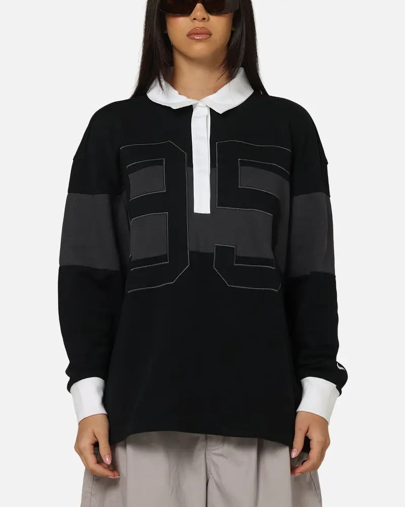 Nike Women's Sportswear Graphic Long Sleeve Polo Top Black/Anthracite 1