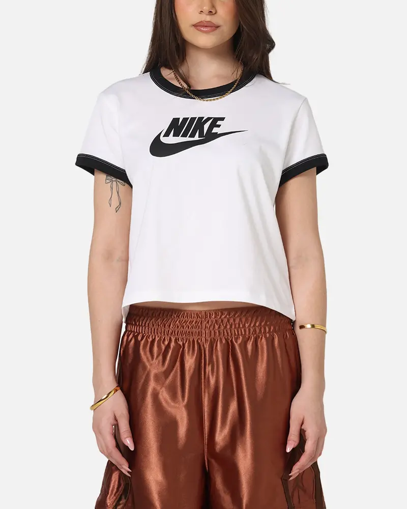 Nike Women's Sportswear Graphic Ringer T-Shirt White/Black 1