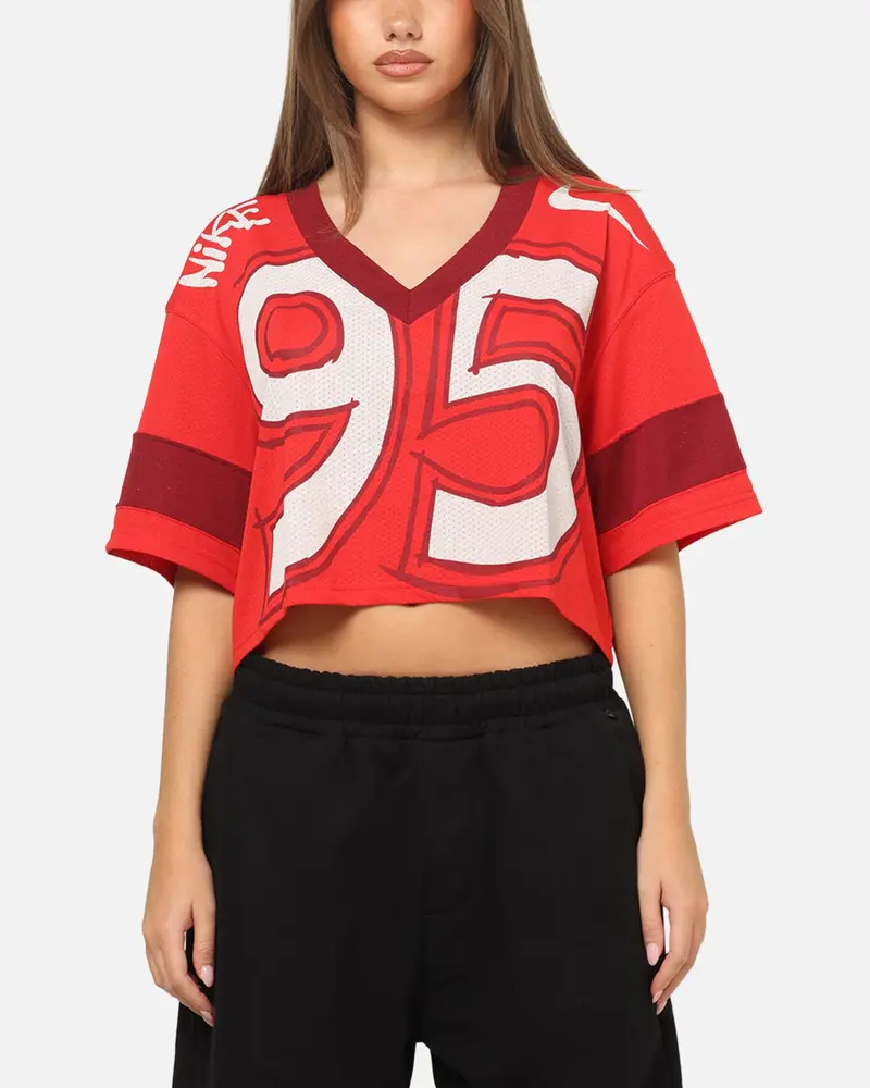 Nike Women's Sportswear Oversized Cropped Jersey University Red 1