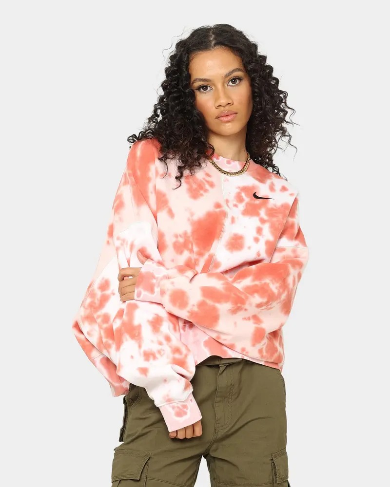 Nike Women's Sportswear Oversized Fleece Tie-Dye Crewneck Atmosphere 1