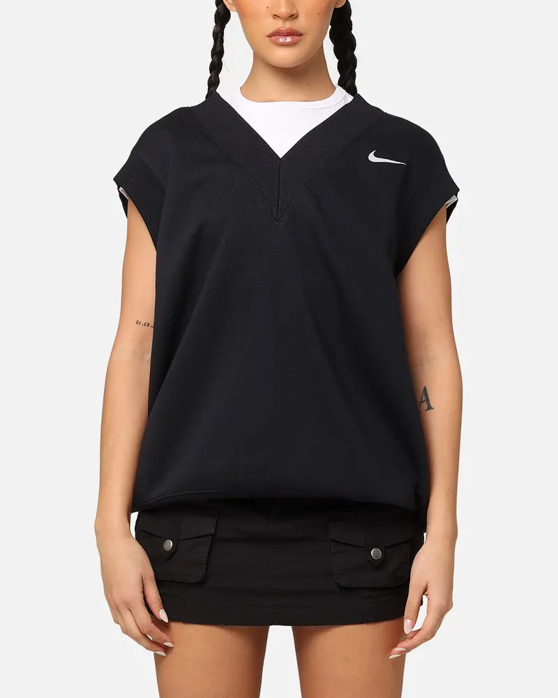 Nike Women's Sportswear Pheonix Fleece V-Neck Vest Black/Sail 1
