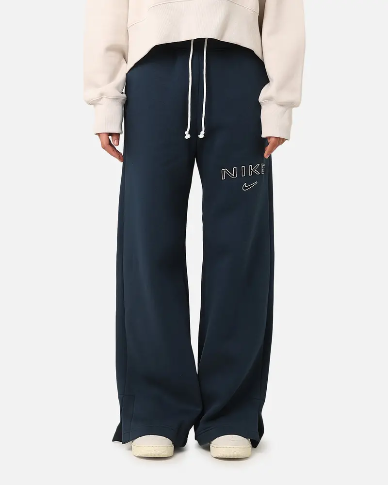 Nike Women's Sportswear Pheonix Fleece Wide Leg Logo Pants Armory Navy 1