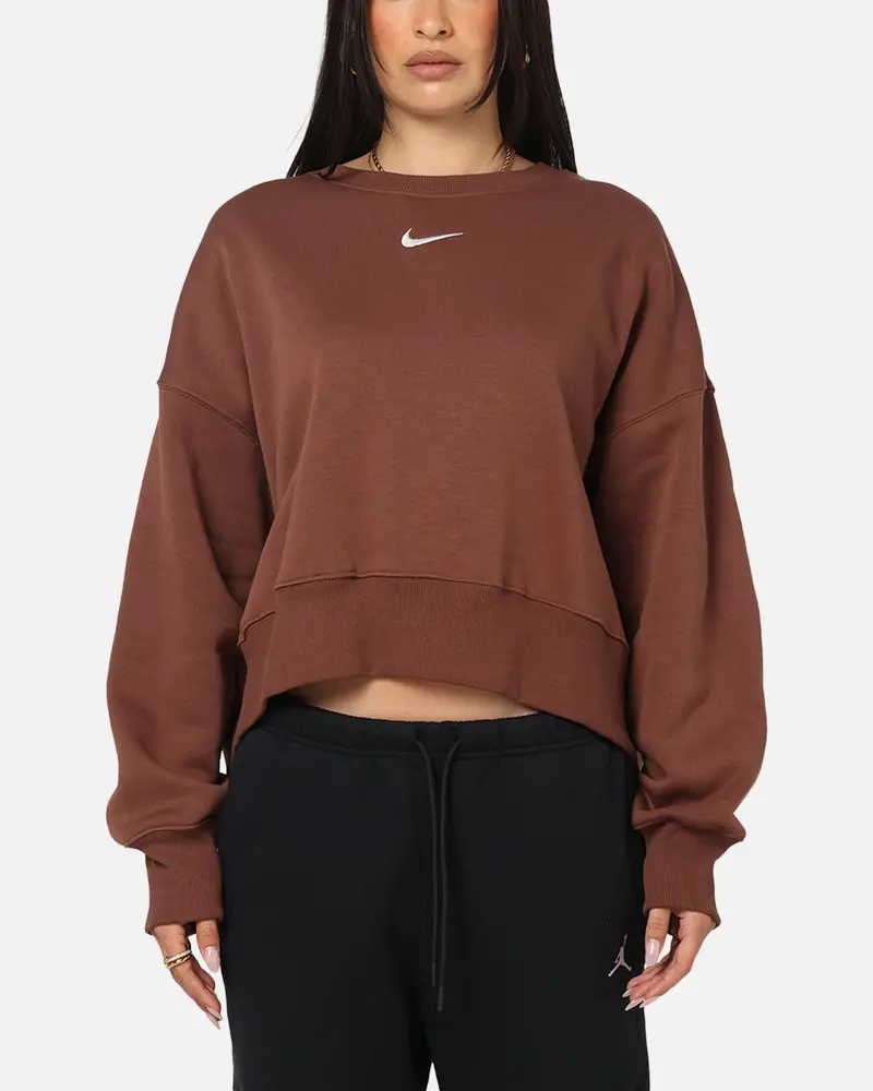 Nike Women's Sportswear Phoenix Fleece Crewneck Archaeo Brown/Sail 1