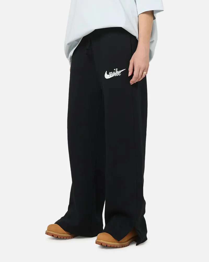 Nike Women's Sportswear Phoenix Fleece High-Waisted Wide-Leg Logo Pants Black/Summit White 1