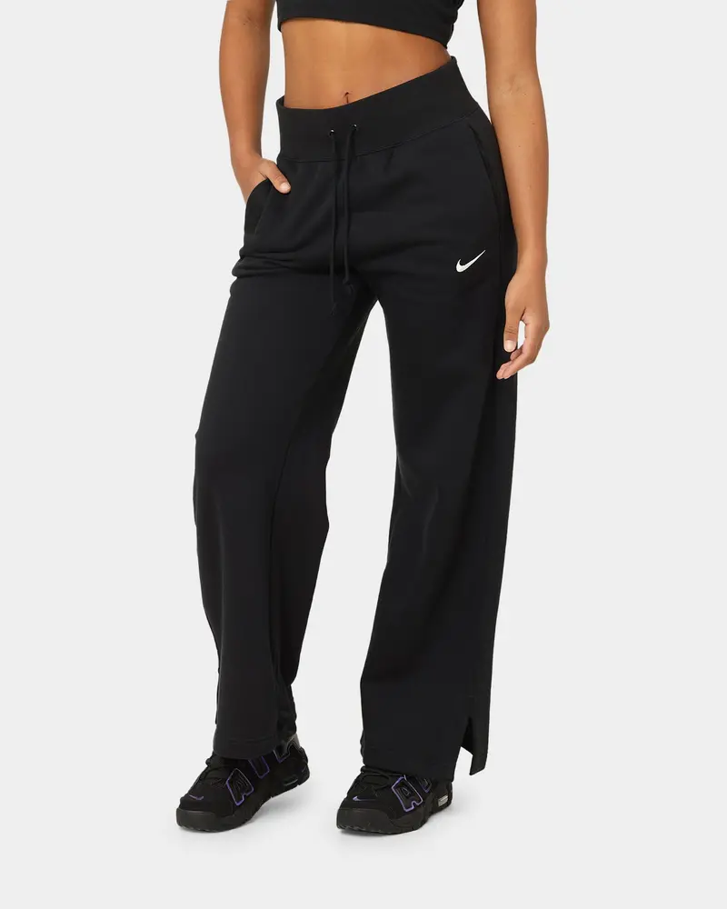 Nike Women's Sportswear Phoenix Fleece High Waisted Wide Leg Sweat Pants Black/Sail 1