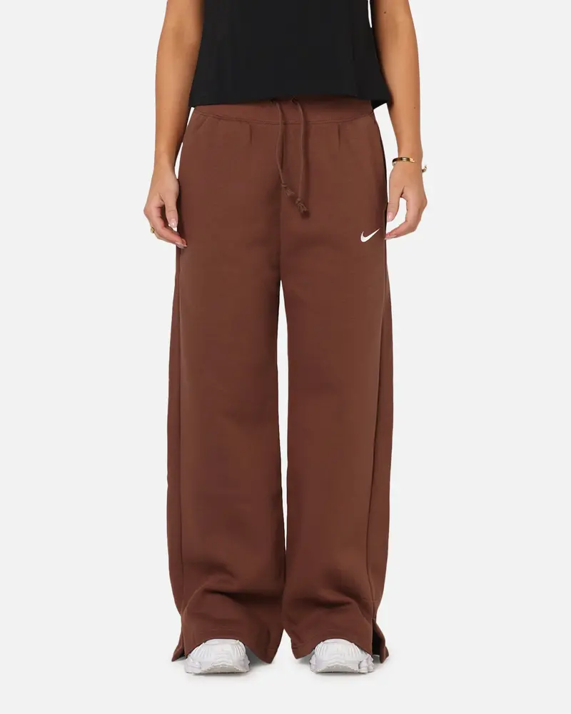 Nike Women's Sportswear Phoenix Fleece High Waisted Wide Leg Sweat Pants Fauna Brown/Sail 1