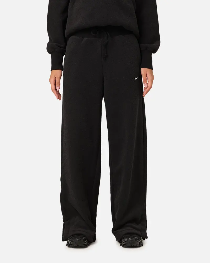 Nike Women's Sportswear Phoenix Plush High-Waisted Wide-Leg Cosy Fleece Pants Black/Sail 1