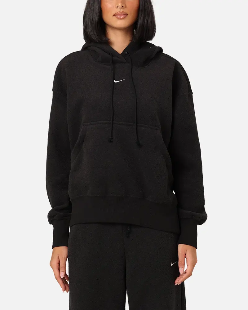Nike Women's Sportswear Phoenix Plush Oversized Cosy Fleece Hoodie Black/Sail 1