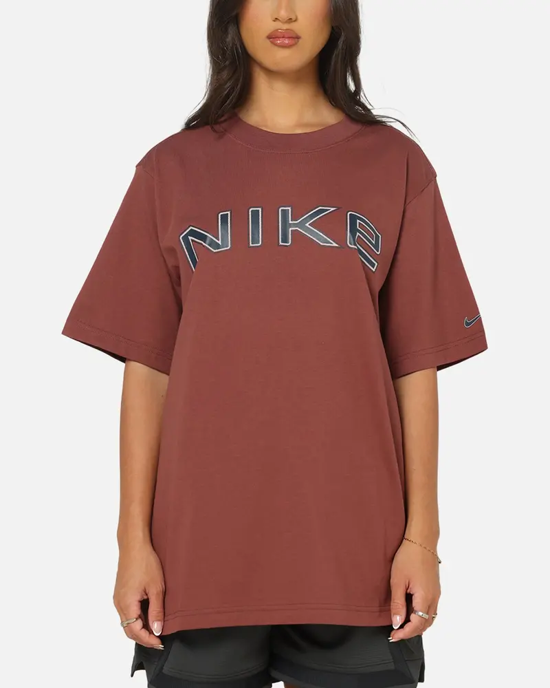 Nike Women's Sportswear Phoenix T-Shirt Red Sepia 1