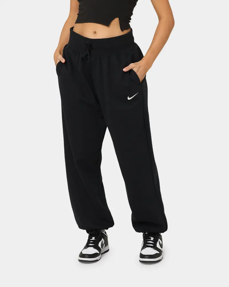 Nike Women's Sportswear Style Fleece High Rise Oversized Pants Black/Sail 1