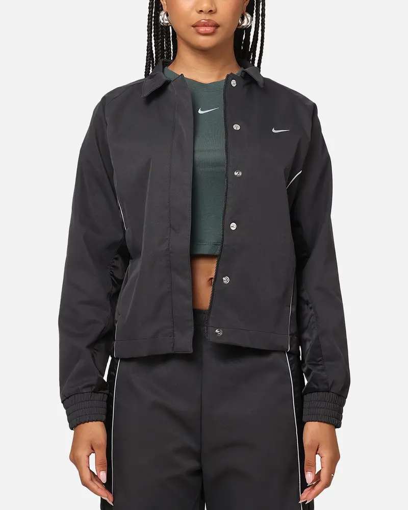Nike Women's Sportswear Woven Full Zip Jacket Black/Black 1