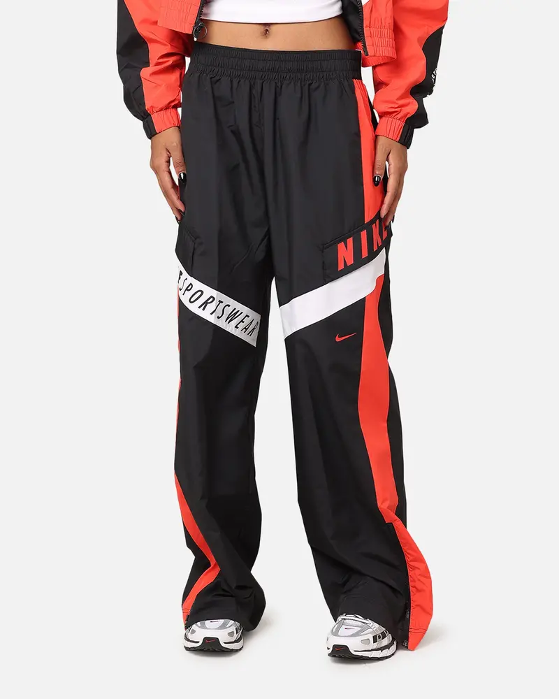 Nike Women's Sportswear Woven Oversized Pant Black/Light Crimson/White 1