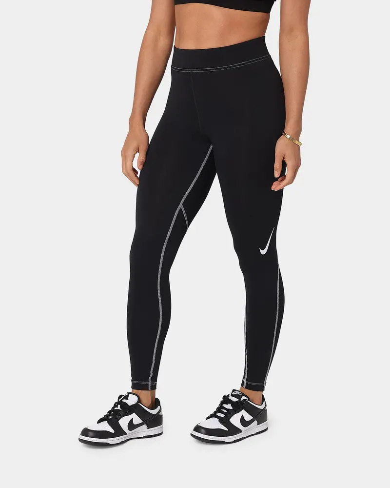 Nike Women's Swoosh Gx High Rise Leggings Black/White 1