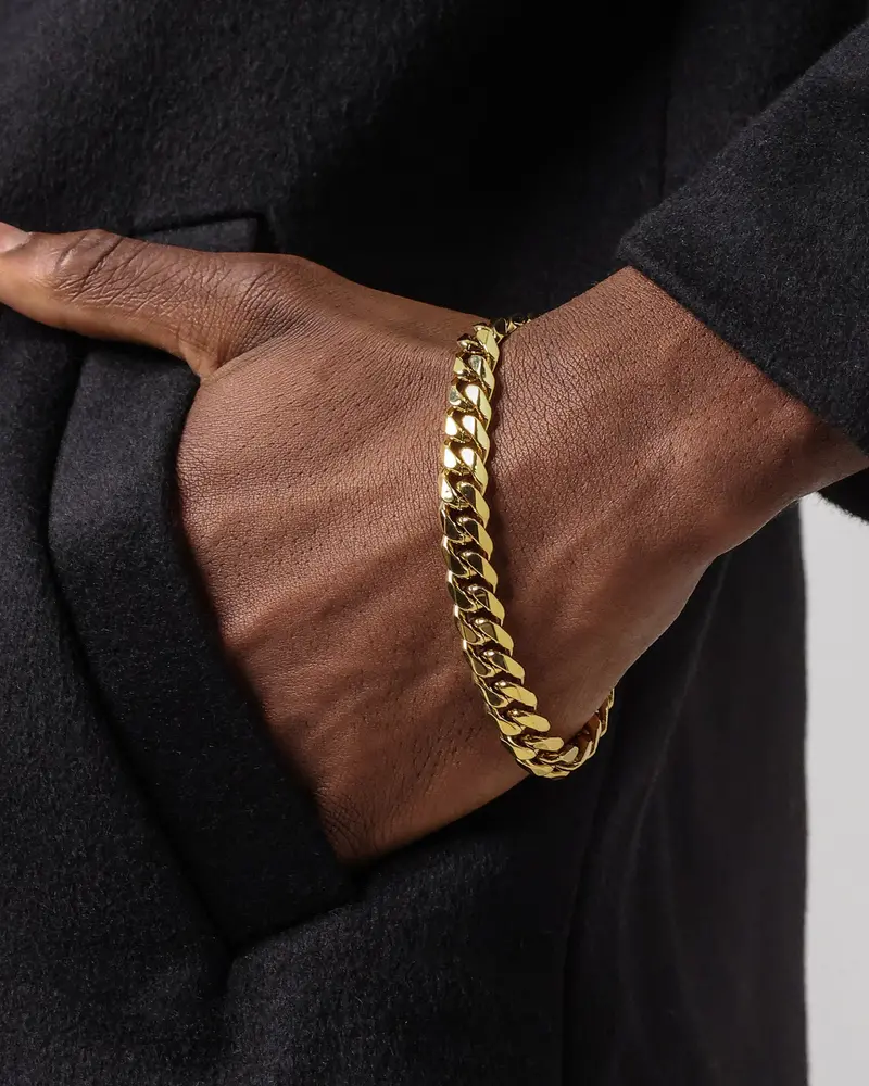 Nxs 10Mm Cuban Link Bracelet Gold 1