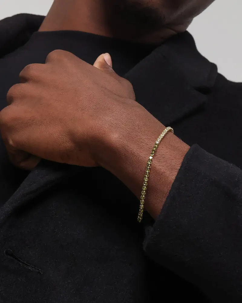 Nxs 3Mm Tennis Gradient Bracelet Green/Gold 1
